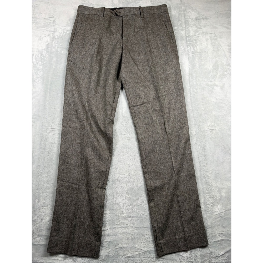 Gap Tailored Slim Fit Tweed Pants Men 32x32 Taupe Wool Blend Dress Trousers